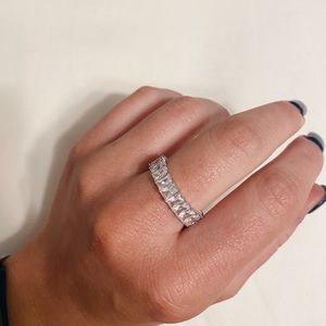 Cubic zirconia stainless steel ring